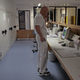 A specialist doctor for casualty surgery managing patients by phone at Martin Luther University in Halle, Germany, in 2006. Stock photo.